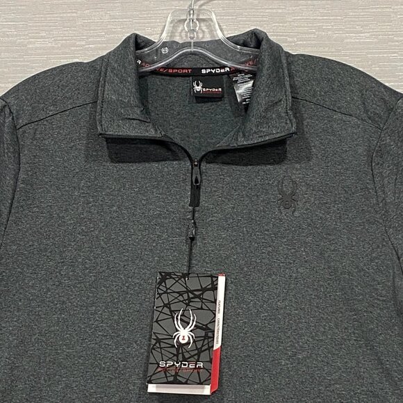SPYDER 1/4 Zip Pullover Shirt Mens Medium Grey Base Layer Quick Dry - Picture 7 of 13